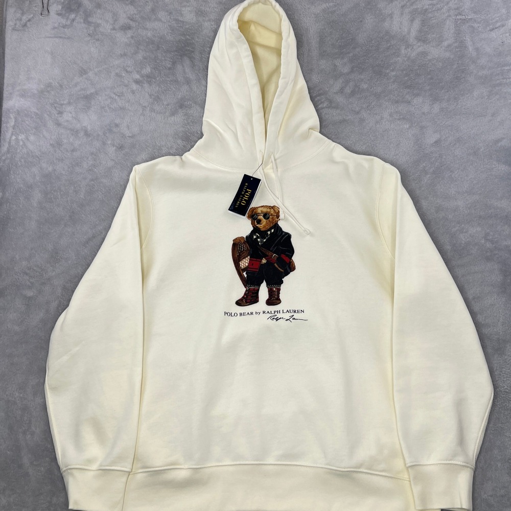 Polo Ralph Lauren Polo Bear Hoodie 2XL White Men Graphic Pullover Designer NWT